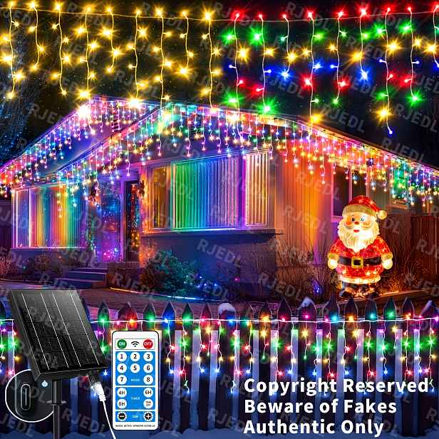 TEMU Extra dlouhé inženýrské solární ledové světla venkovní 98.42Ft 25+5M 800LED 2500MA venkovní vánoční pohádková světla propojitelná 8 režimů