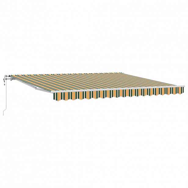 vidaXL Stahovací markýza Zelená a žlutá 400 × 350 cm Látka a hliník