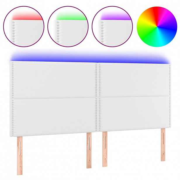 vidaXL Čelo postele s LED bílé 200x5x118/128 cm umělá kůže