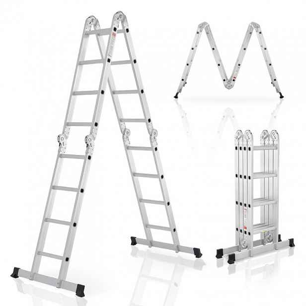 Skládací hliníkový žebřík 4,7 m, 16 příček, nosnost 150 kg