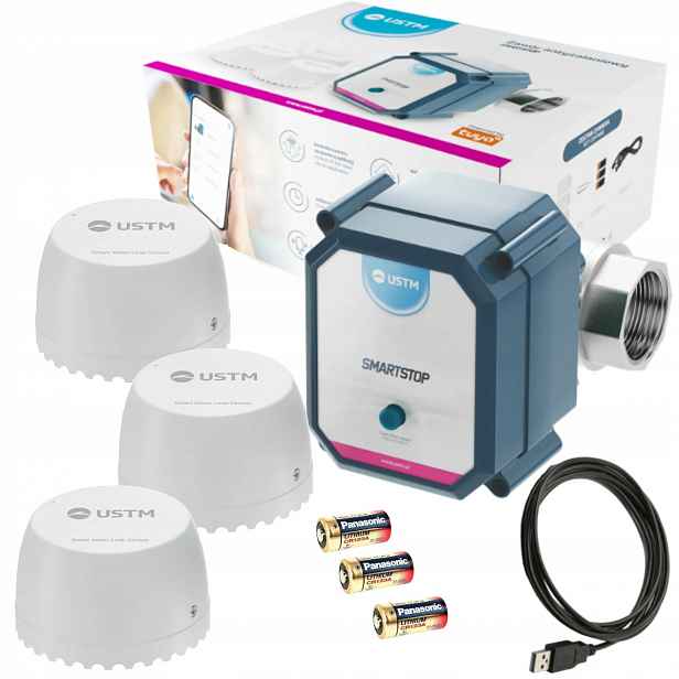 Smartstop ventil Ustm 3/4" proti zaplavení, uzavírací, voda 3 senzory