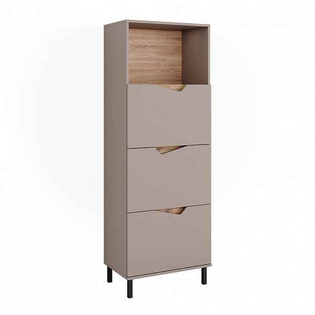 Vicco KREDENC Marelle Šedá 60 x 169.5 cm se 4 přihrádkami