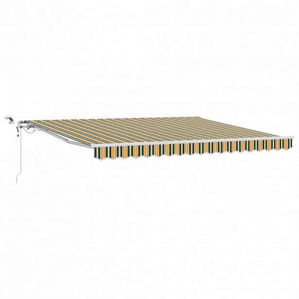 vidaXL Stahovací markýza Zelená a žlutá 400 × 350 cm Polyester