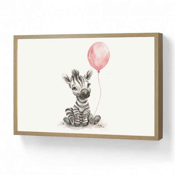 OnlyWow DOBÍJECÍ NOČNÍ LAMPIČKA Zebra - Dítě - Zvířata - Růžový balónek 60x40 cm