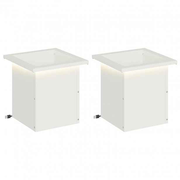 vidaXL Zahradní truhlík s LED osvětlením 2 ks Bílá 30 x 30 x 30 cm