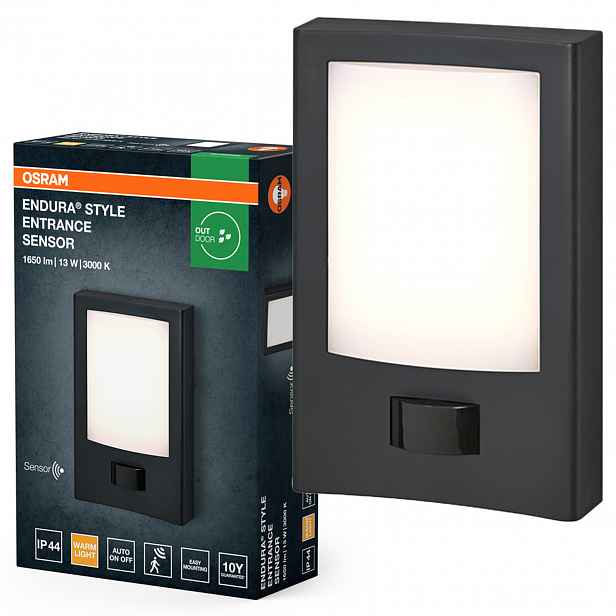 Zahradní nástěnné svítidlo Led Fasádní lampa Snímač pohybu 13W 900lm 3000K IP44