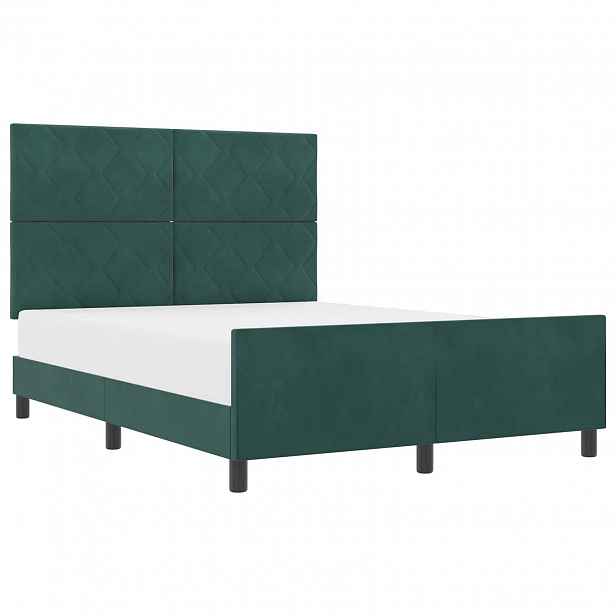 vidaXL Postel s boxspringem s čelo Tmavě zelená 140 x 190 cm samet