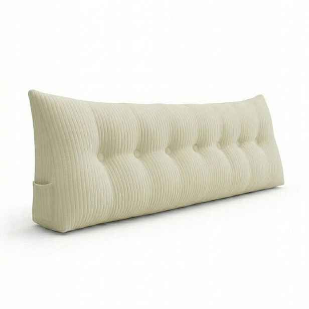 Manšestrová Polštář na čtení Klin Opěrka hlavy pro postel Bílá 200x50 cm