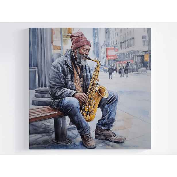 Obraz Na Plátně Canvas Muž Hudba Saxofon Ulice Město Nyc 50x50
