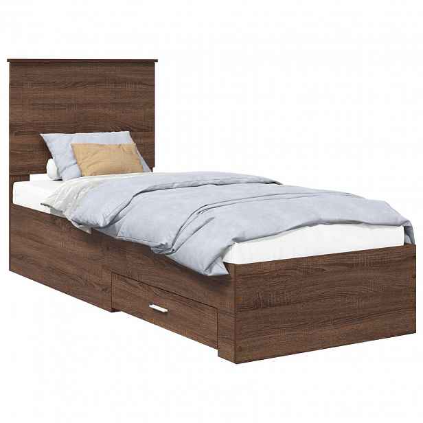 vidaXL Rám postele Hnědý dub a stříbrná 70 x 190 cm Kompozitní dřevo