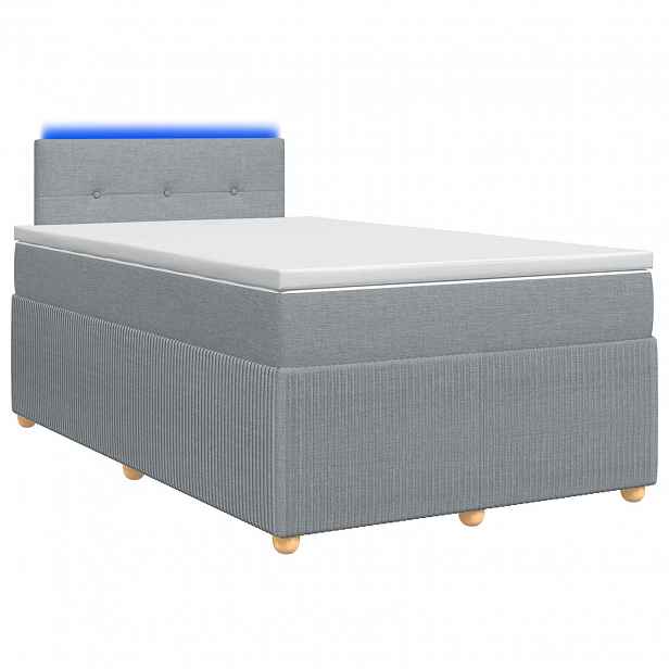 vidaXL Postel boxspring s matrací Světle šedá 120 x 190 cm Textil