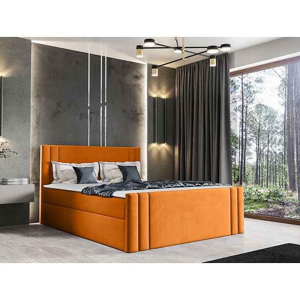 Americká manželská postel 180x200 VITORIA - žlutá + topper ZDARMA