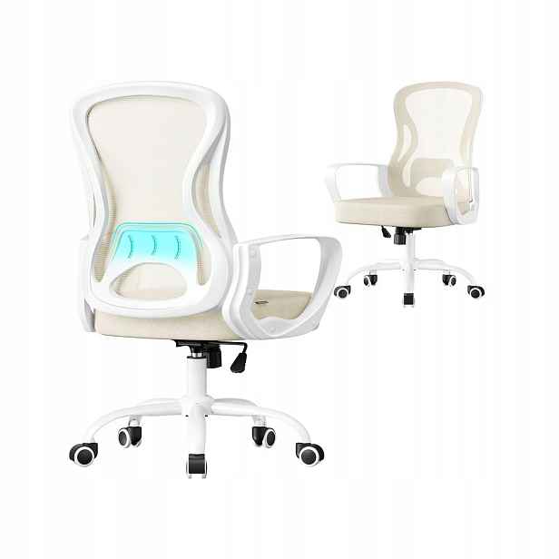 Ergonomická kancelářská židle s nastavitelnou síťkou Songmics, béžová