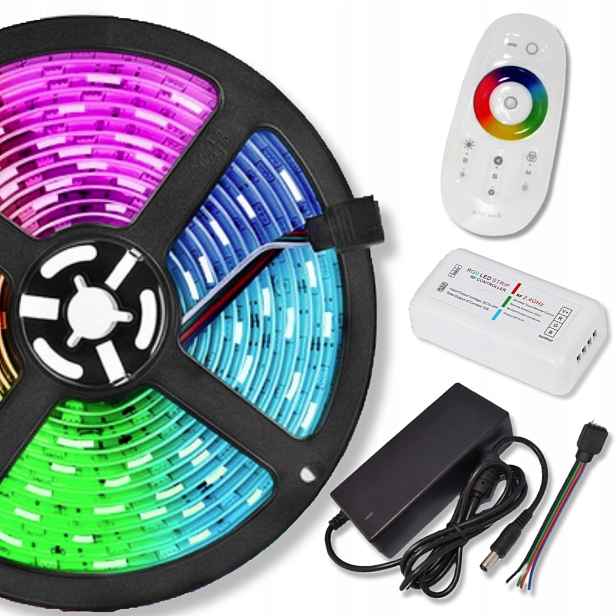 Led pásek Rgbw Bílý Neutrální Set 5 m S Dálkovým Ovládáním Napájecí Zdroj 5050 12V Ce