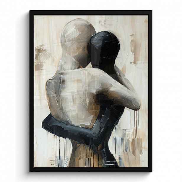 MuchoWow PLAKÁT V RÁMU Abstraktní - Láska - Černobílé - Moderní 60x80 cm