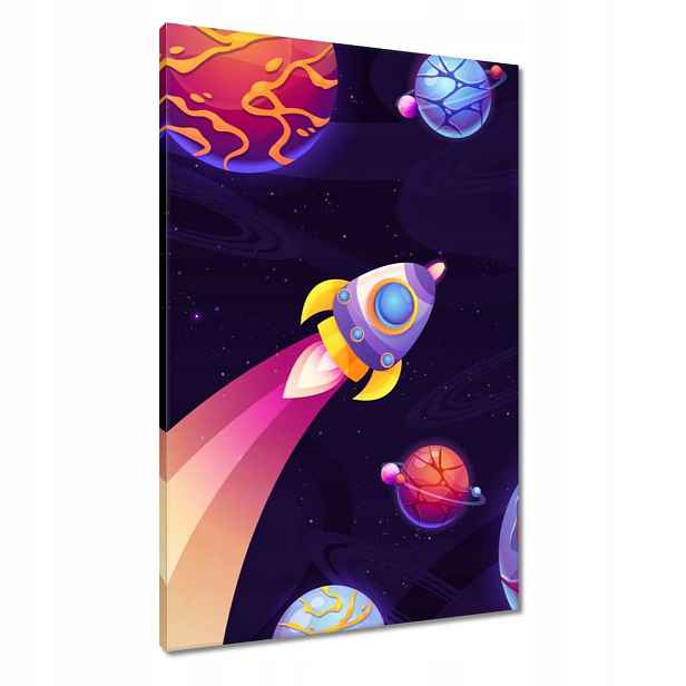 Obrazy 60x90 Vesmírná raketa a barevné planety