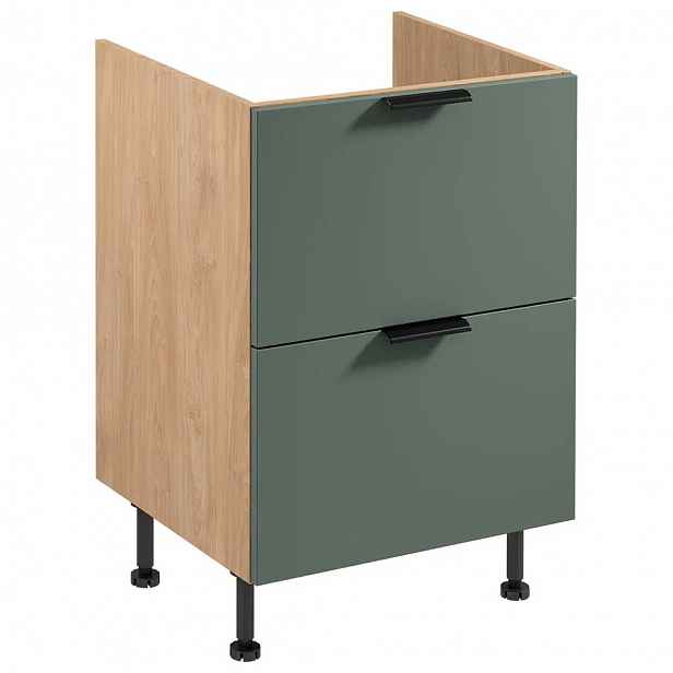 Spodní šuplíková kuchyňská skříňka SALERNO - šířka 60 cm, dub / zelená