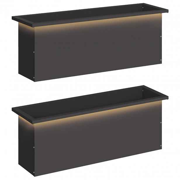 vidaXL Zahradní truhlík s LED osvětlením 2 ks Černá 30 × 100 × 30 cm