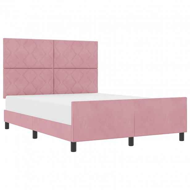 vidaXL Postel s boxspringem s čelo Růžová 140 x 190 cm samet