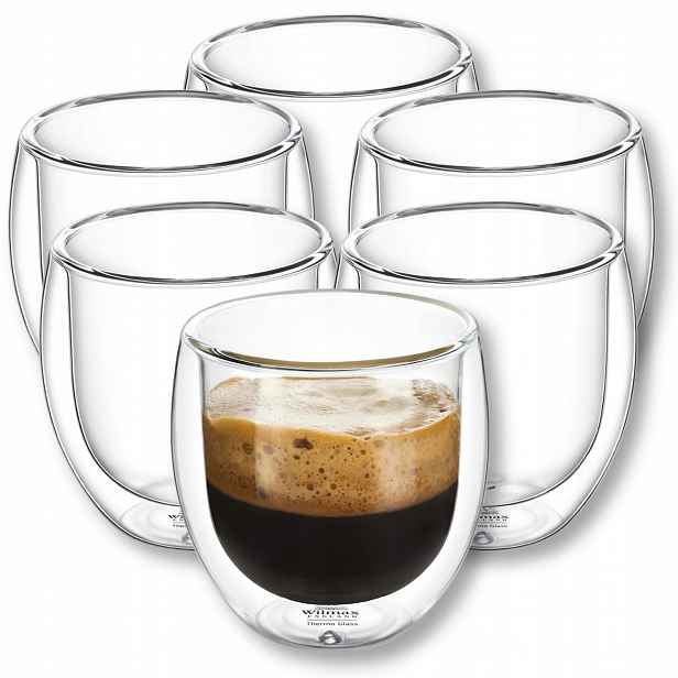 6 x Termo sklenice na kávu a espresso s dvojitou stěnou Wilmax 100 ml