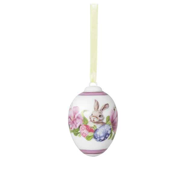 Rosenthal Velikonoční porcelánová závěsná dekorace vajíčko "Zajíček s tulipány", Ø 4,5 cm 02254-723946-27957