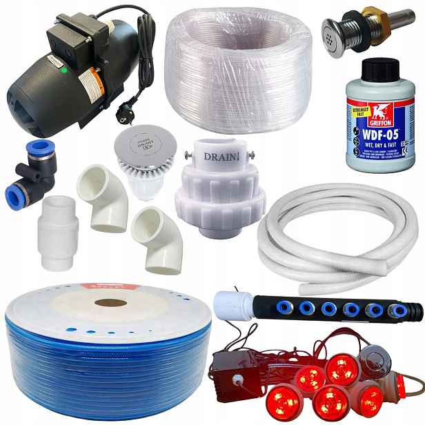 Sada Pro Aeromasáž Jacuzzi Balii Čerpadlo 1000 W 30 Trysek 6 Led trysek