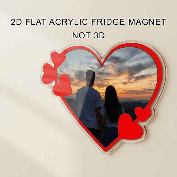 TEMU 1ks Personalizovaný magnet s fotkou pro páry - Vlastní akrylátový rámeček ve tvaru srdce vhodný na lednici, držák na fotografie, dárek k