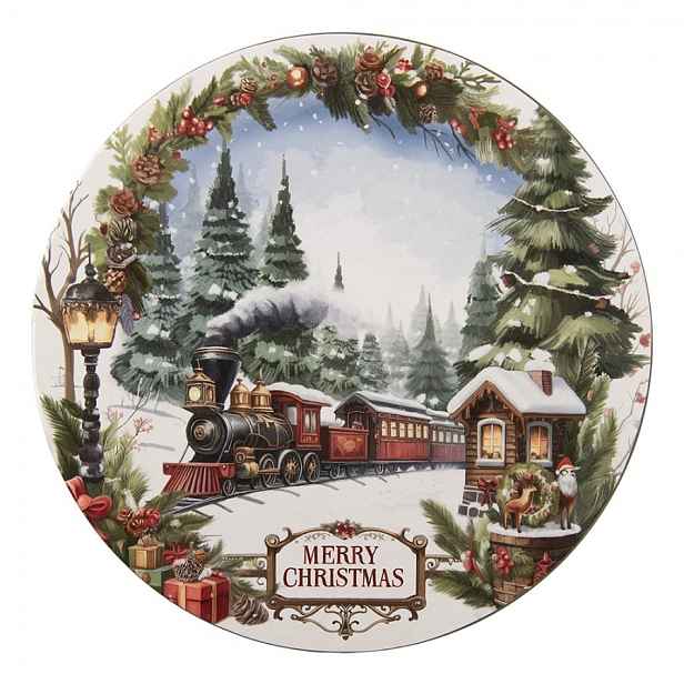 Vánoční servírovací talíř Merry Christmas Train - Ø 33*1 cm Clayre & Eef