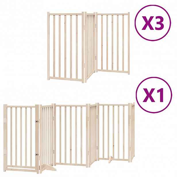 vidaXL Zábrana pro psy s dvířky skládací 15 panelů 750 cm topol