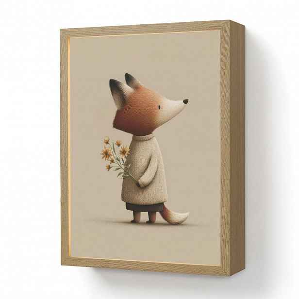 OnlyWow DOBÍJECÍ NOČNÍ LAMPIČKA Liška - Žluté květy - Minimalistický 30x40 cm