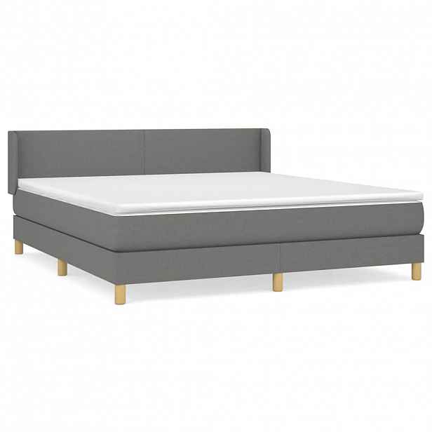 vidaXL Box spring postel s matrací tmavě šedá 160x200 cm textil
