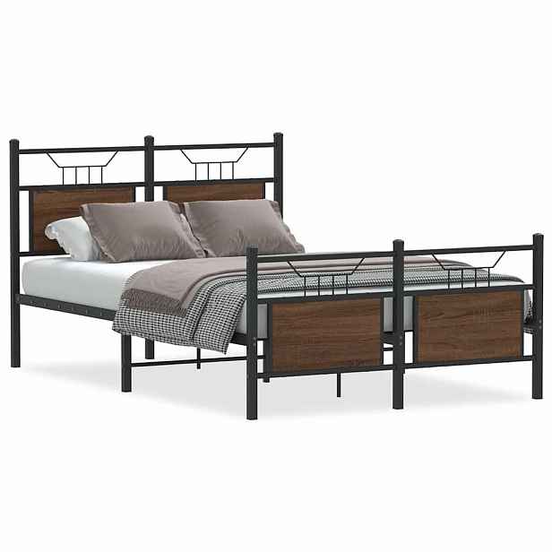 vidaXL Rám postele bez matrace hnědý dub 120 x 190 cm kompozitní dřevo