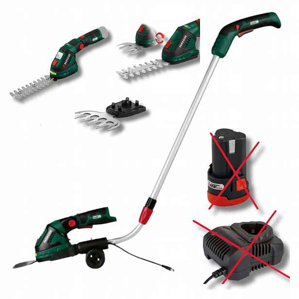 Akumulátorové zahradní nůžky Parkside 2v1 tráva keře 12 cm