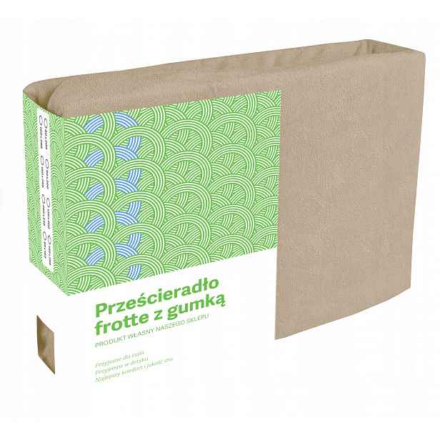 Froté prostěradlo s gumičkou 220x200 bavlněné, husté, husté, béžové, taupe