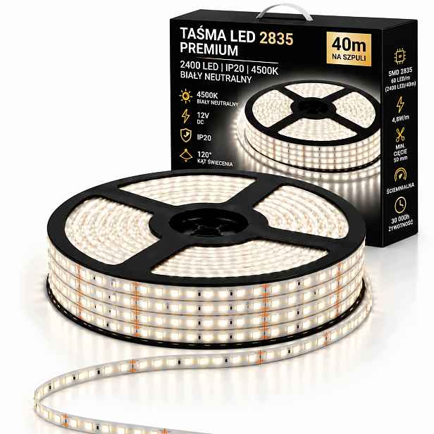 Led páska Premium 40 m 2400led 4500k IP20 oboustranná Nebliká