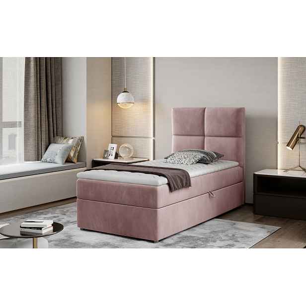 Moderní box spring postel Garda 90x200, růžová