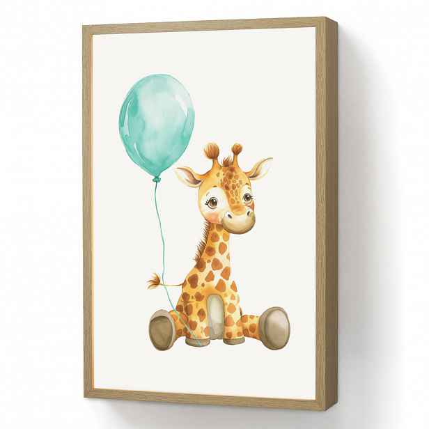 OnlyWow NÁSTĚNNÁ LAMPA S AKUMULÁTOREM Žirafa - Dítě - Zvířata - Modrý balón 40x60 cm
