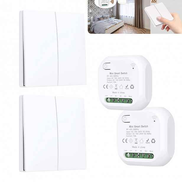 Bezdrátový, Bezbateriový, Rádiový Spínač Světla Rc, 2 Přijímače