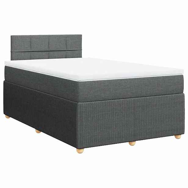 vidaXL Box spring postel s matrací tmavě šedá 120x200 cm textil