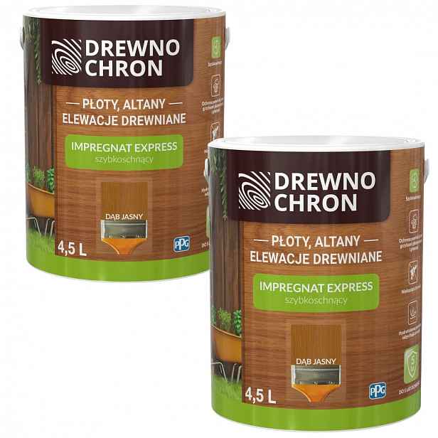 Set Drewnochron Express 2x4,5L Impregnat Na Dřevo Dub Světlý 9L