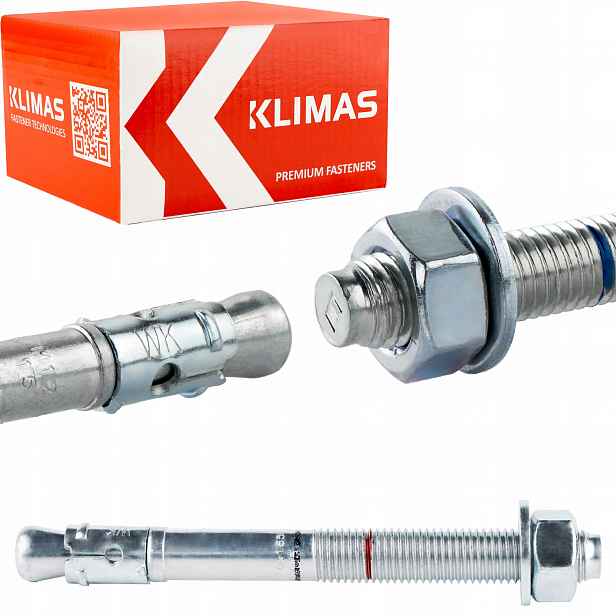 Kotvy do betonu ocelové M16 x 165 mm 15 ks mechanické Klimas Le-zn