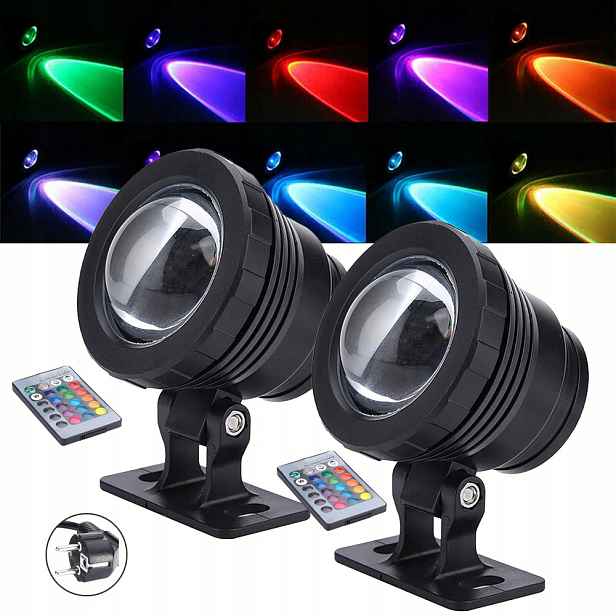 2 ks Rgb Led podvodní lampa 10W bazénový reflektor s dálkovým ovládáním a IP66