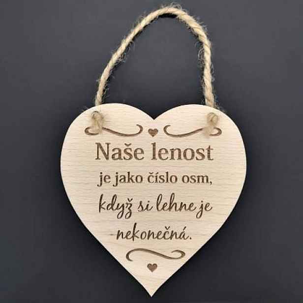 Cedule srdce Naše lenost je jako číslo ... dřevo 16cm