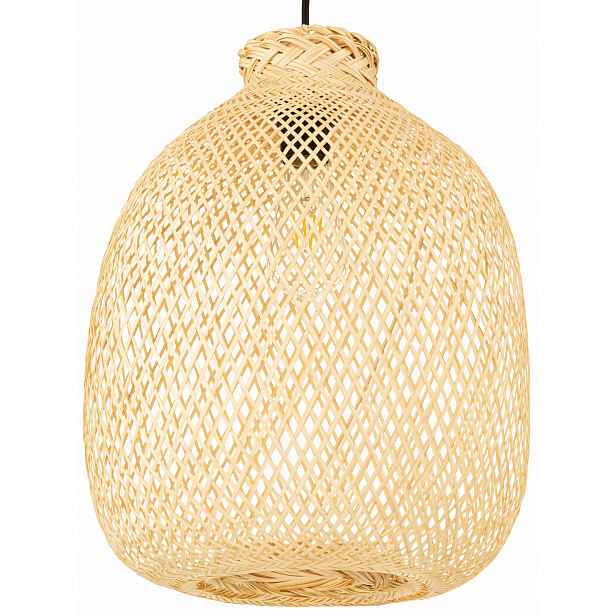 Černá závěsná lampa Boho bambusová Bali 30 cm