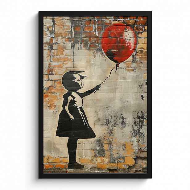 MuchoWow PLAKÁT V RÁMU Graffiti - Banksy - Dívka - Street art 40x60 cm