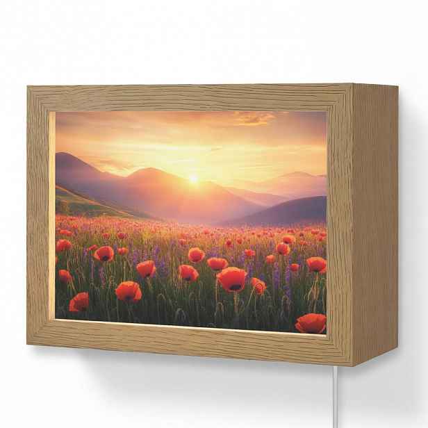 OnlyWow NÁSTĚNNÁ LAMPA Krajina - Západ slunce - Květinové pole 20x15 cm
