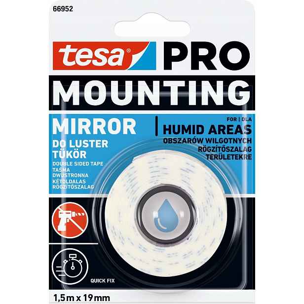 Páska oboustranná Tesa PRO Mounting Mirror 19 mm/1,5 m bílá