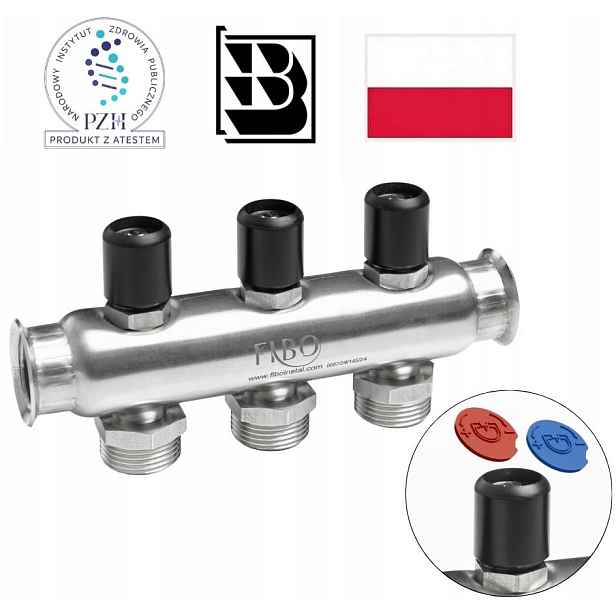 Rozdělovač Inox Home na pitnou vodu 3/4″ z nerezové oceli 3 sekce