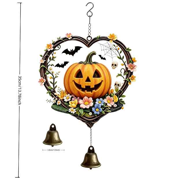 TEMU Vyřezávaný rám ve tvaru srdce s květinou, halloweenský džbán s větrným zvonkohrou, vhodný pro vnitřní okenní parapety, balkóny a venkovní dvory,