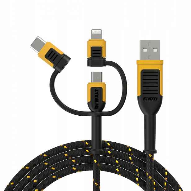Dewalt Kabel 3v1 Usb A na Usb C, micro Usb a Lightning Kevlar 1,2 m